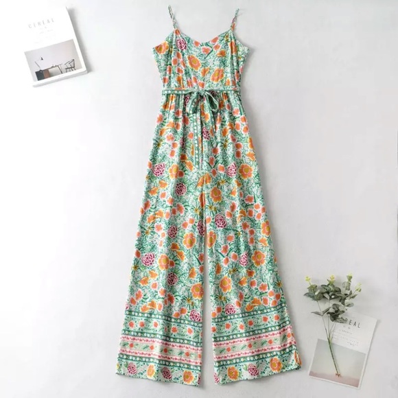 SOLD OUT Floral Bohemian Wide Leg Jumpsuit - Picture 3 of 6